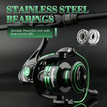ROOBLINOS 1 buah Reel Pancing Putar Hijau, Rasio Gigi 5.2:1, Wadah Senar Logam, Cocok Untuk Memancing di Air Asin - Hijau - View 5