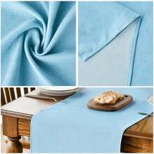 Artoid Mode Camino de mesa color marrón claro, decoración de cocina y comedor para temporada de otoño, lavable, para decoración de fiesta en el hogar, 13x72 pulgadas(13" x 72", Table Runner Azul claro) - Multicolor - Ver 5