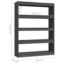 Étagère/séparateur de pièce vidaXL Gris 100 x 30 x 135,5 cm Bois de pin massif - Gris - Voir 8