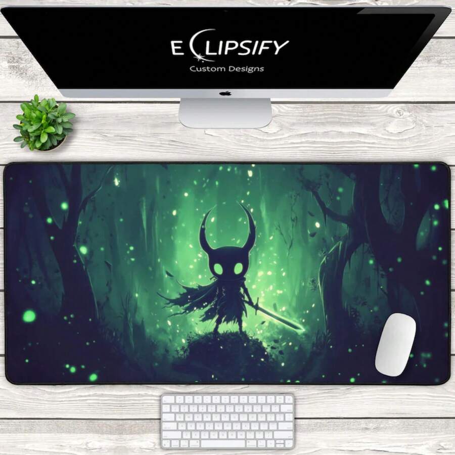 Fantasy Night Desk, Hollow Forest Mouse Pad, Sword,, Green Mouse Pad, Playmat, Gaming Mouse Pad, Gamer, Desk Decoration - 黑色 - 查看 1