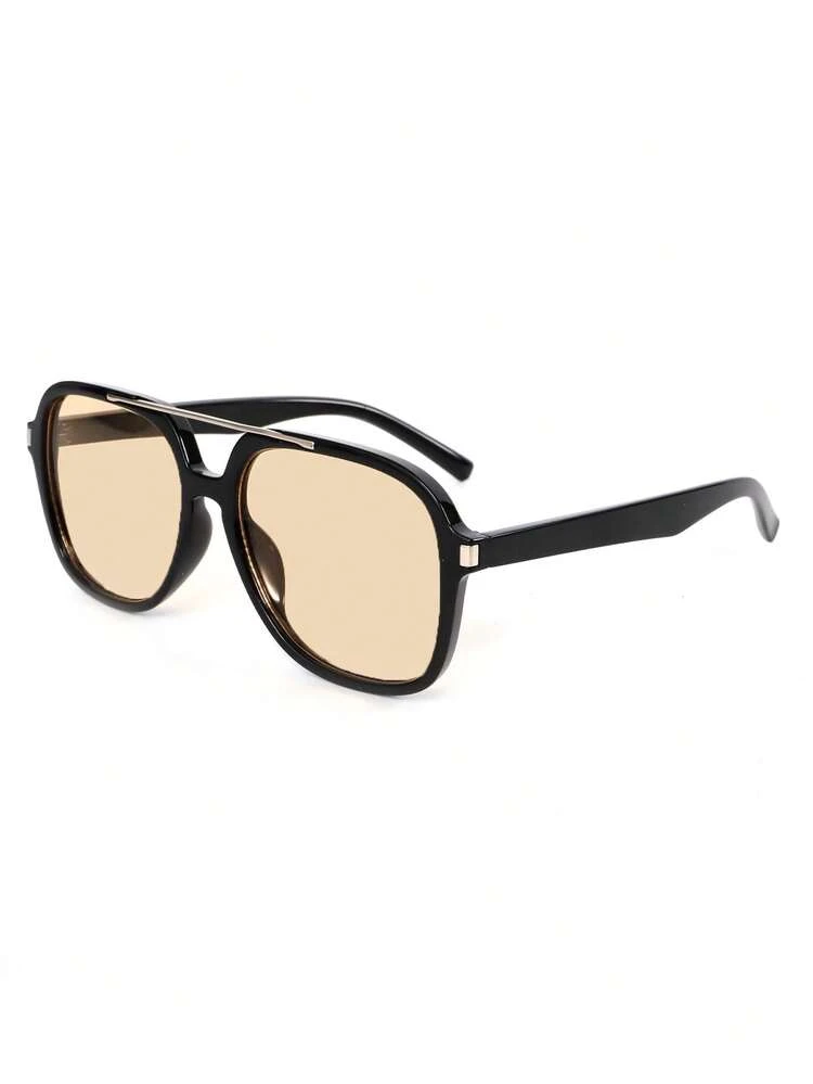 1pc Retro Double Beam Square Glasses, High End Street Photography, Elegant Retro 1pc Retro Double Beam Square Fashion Glasses, High End  main image 3