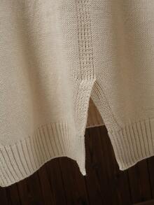 sweat-shirt oversize pour femme, décoration de poche bicolore, gilet ample mi-long pour superposition - Nude - Voir 7