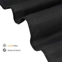AMOROSA Juego de Sábanas Premium de 3/4Piezas(Sábana Ajustable+Sábana Plana+Fundas de Almohada)Juego de Sabanas Matrimonial,Suave y Transpirable,Duradero para Todo el Año Ideal para Dormitorio Departamento Hospedajes Decoración de Hogar-Negro - Negro - Ver 5