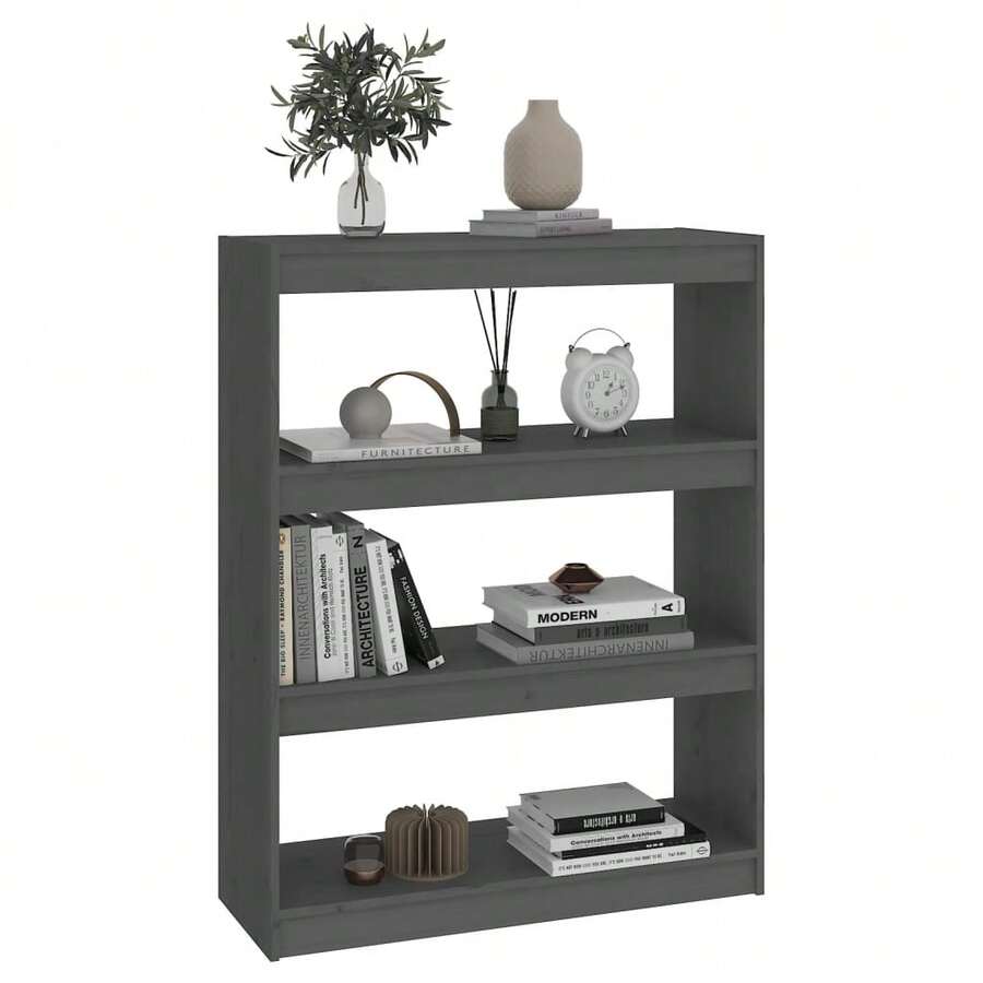 Libreria/divisorio vidaXL grigio, 80x30x103,5 cm, in legno massello di pino. - Grigio - Visualizzare 1