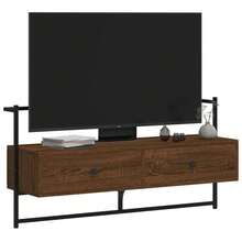 Meuble TV mural vidaXL, chêne brun, 100,5 x 30 x 51 cm, bois d'ingénierie - Tabac - Voir 4