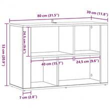 Credenza vidaXL in rovere artigianale, 80 x 30 x 53 cm, materiale a base di legno. - Castano - Visualizzare 10