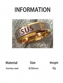 1 pièce Grande taille 8 mm Anneau de mariage en acier de titane 316 plaqué or/argent 18 carats avec croix de Jésus et Bible - Doré - Voir 10