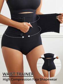 SEXYEYE 2PC Women Seamless High Waist Waist Cincher Panty Briefs Strong Compression Faja Shaperwear Tummy Control Body Shaper Belly Shaping Butt Lifting Underwear - Mơ đen - Xem 4