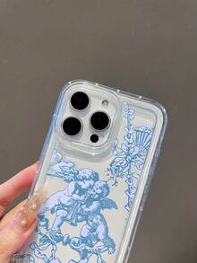 1pc Fashionable Creative Angel Heart Pattern Transparent Air Cushion TPU Material Anti-Drop Phone Case, Suitable As Holiday Gift Compatible With Apple, Galaxy S22/23/24/25/A05/A05S/A53/A54/A55 And Other Models - Multicolor - View 7