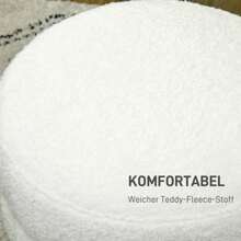 Round Upholstered Stool/Footstool With Seat Cushion For Living Room/Bedroom, Cream White, Ø40 X 45 Cm - Beige - View 6