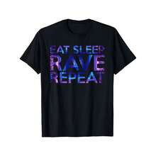 Eat Sleep Rave Repeat Colorful Neon Partygoers Life Routine T-Shirt - 黑色 - 查看 1