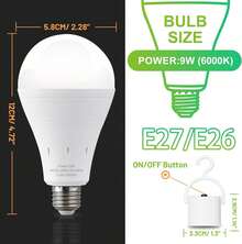 Rechargeable Light Bulbs Battery Operated Powered Backup Light Bulb, 15W 80W Equivalent 6000K 1200mAh, Emergency Light Bulb For Lamp Camping Works Even Power Outage - White Light - 1 Pack - View 8