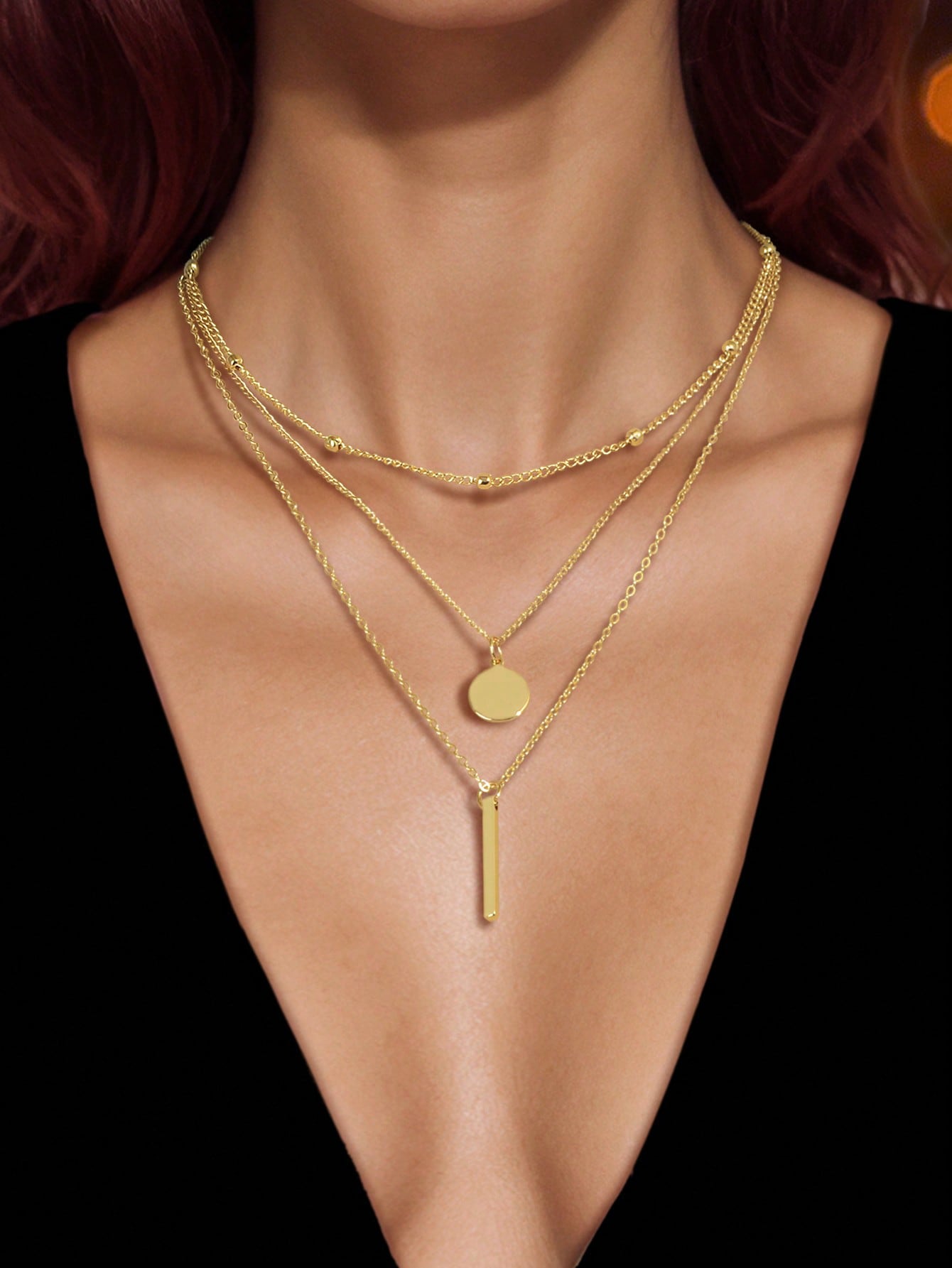 3 قطع/مجموعة قلادة جديدة عصرية بسلسلة دائرية متعدد...