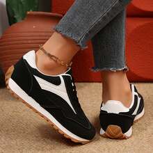 Spring Fall Outdoor Office Work Sport Tennis Shoes Women Sneakers Low Top Comfortable Casual Running Breathable Classic Walking Trainers Chunky Shoes Sneakers Shoes - 黑色 - 查看 3