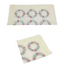 Mantel cuadrado de 60 cm de poliéster bordado con flores, para mesa de café redonda o cuadrada, Blanco con flores rojas y hojas verdes - Blanco con flores rojas y hojas verdes - Ver 4