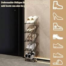 HLJ   Organizador de Zapatos Plegable de 5nivelesSimple Apilable Aapato Rack Zapatero de Esquina Estrecha Combinación Libre para Ahorrar Espacio para Pasillo Entrada Dormitorio ect. Negro-2 - Negro2 - Ver 4