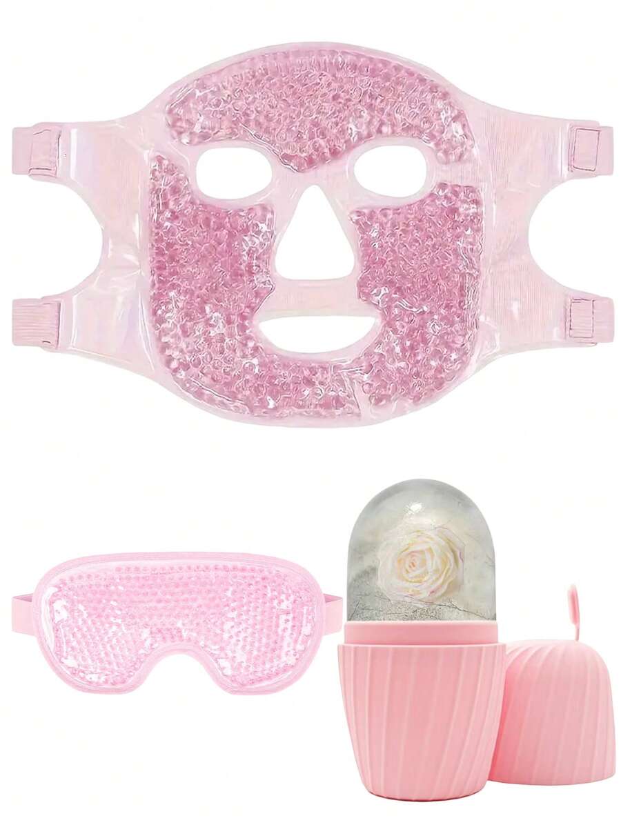 3pcs Facial Care Set Includes Face Gel Mask + Eye Mask + Silicone Ice Tray, Reusable, Great Gift For Family, Girlfriend, Halloween, Christmas - Multicolor - View 1