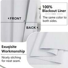 Simplebrand 100% Blackout Curtain Liner For Bedroom, Thermal Insulated Blackout Liners For 63 Inch Behind Curtains, 2 Liners Per Set With 14 Pieces Rings, Each 40" W X 58" L, Greyish White - ColorE - View 4