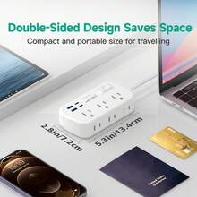 Waksmart Surge Protector Power Strip, Power Strip With USB C Ports, 6 AC Outlets And 4 USB Ports(2USB-C), 5FT Braided Extension Cord With Multiple Outlets For Home, Office, Living Room, Dorm Room 13A/1625W White - 查看 8