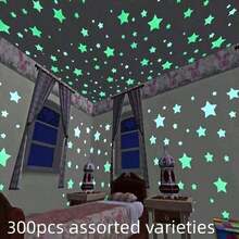 200pcs 3cm Glow In The Dark Star Wall Stickers, 3D Luminous, Solid Color And Mixed Color - Nhiều màu - Xem 9