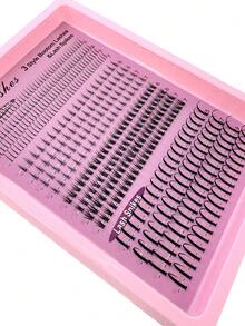 16 Rows Natural Lower Lashes (6-7mm) + Spiky Lashes (15-21mm) Individual Eyelash Extensions Pre-Made Lash Clusters Lightweight Lash Extensions Makeup Accessories - Black - View 4