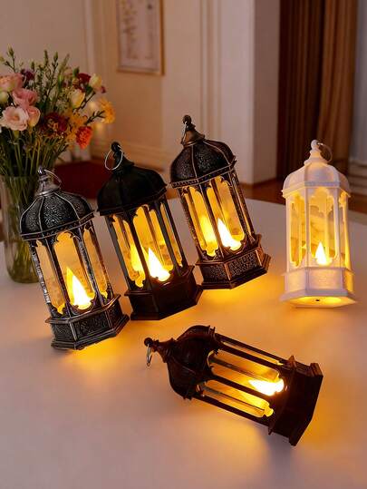 1pc Retro Hexagonal Electronic Candle Kerosene Lamp Handheld Light, Battery Powered, LED Candle Light Wind Light, Indoor Smoke-Free And Fireless Desktop Decoration, Luminous Hexagonal Wind Light Holiday Decoration, Suitable For Indoor, Bedroom, Living Room, Room, Office, Ramadan Decoration, Holiday Decoration, Holiday Atmosphere Light, Perfect Holiday Decoration Gift