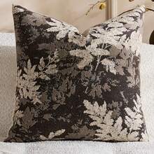 中性花卉图案抱枕套 18 x 18 英寸，复古雪尼尔方形抱枕套，柔软装饰农舍风格沙发抱枕套，适用于客厅卧室（1 件装，2 件装可选） - 灰色 - 查看 10