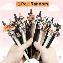 1/6/12/18pcs Cute Dog Themed Ballpoint Pens, Black Ink, Push-Button Pen Set, Ideal New Year Gift For Dog Lovers, Veterinary Technicians, Students And School Supplies Enthusiasts