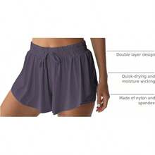 Flowy Athletic Shorts Women Running Tennis Shorts Girls 2-In-1 Double Layer Quick-Drying Comfy ShortsA Valentine's Day FRYB - 深灰色 - 查看 3