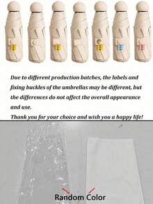 1pc Lightweight Portable Solid Color Umbrella, 6-Rib Compact Folding Umbrella, Waterproof, Windproof, UV Protection, Suitable For Sunny And Rainy Days, Minimalist Style For Men And Women, Household Essential,Women's Day,Travel Essentials,Wedding Favours,Y2k,Bedroom,Car Accessories Women,Kitchen Decor - Multicolor - View 10