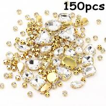WENSIDUO Sew On Rhinestones 150 PCS Mixed Shapes Glass Rhinestones Sew On Crystal Gems Mental Flatback With Silver Claw For Jewelry Crafts Clothes Shoes Costume Garment White,Grandma Mothers Day Gift,Mother's Day - White - View 22