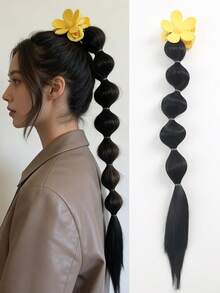 1 Pc 18-Inch Wig Lantern Bubble Ponytail With Clips, Suitable For Women - Multicolor - View 6