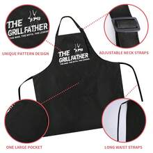 ZOORON Funny Black Chef Aprons For Men Adjustable BBQ Grill Kitchen CooFKing Aprons With Pockets, Grill Accessories,TheGrillfather - 燒烤教父 - 查看 4