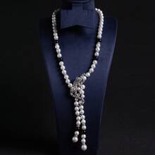 1pc Handmade Beaded Necklace, Fashion//Bohemian Style, Random Arrangement Of Pearls, Bee, Insect, Elephant, Leopard, Animal Shapes, Suitable For Women, Autumn/Winter, Sweater Chain, Long Necklace, Y2K, Women's Long Necklace, Gift