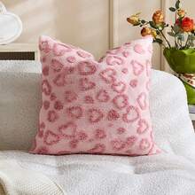 1 chiếc vỏ gối trang trí hình trái tim bằng vải nhung mềm mại, mặt trước bằng vải jacquard, mặt sau bằng vải lông cừu, vỏ gối vuông, vỏ gối trang trí nhà cửa dịp lễ, chất liệu nhung mềm mại, trang trí hiện đại cho ghế sofa, phòng ngủ. - Màu Hồng baby - Xem 14