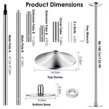 Stripper Dance Pole 45mm Spinning Static Dancing Pole With 88-108.1in Adjustable Height 551LBS Weight Capacity For Fitness Exercise Party Home Club Gym - Silver - View 9