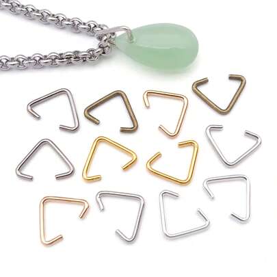 200个三角形开口开口圈，7x9mm，铁质夹扣式吊坠，金色夹扣式连接器，用于珠宝配件、耳环、手链、项链、钥匙扣、DIY工艺品等。