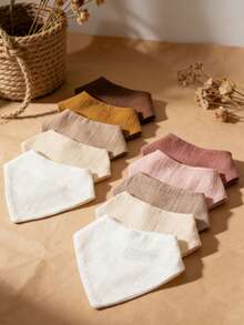 5 chiếc/gói, yếm ăn cho bé bằng cotton nguyên chất, mềm mại và thoáng khí, cần thiết cho sự phát triển của bé, quà tặng sinh nhật. - Nhiều màu - Xem 2