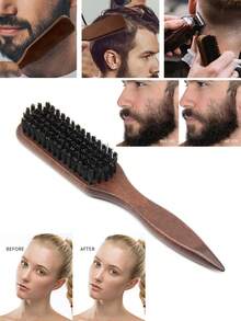 Unisex Wooden Bristle Brush, Straight Hair Brush, Men's Beard Brush, Comb, Bangs Brush, Edge Brush, Volumizing Brush, Anti-Static Brush, Scalp Styling Tool, Multi-Functional Cleaning Styling Brush, Home Hair Care Beauty Brush, Bristle Brush, Men's Beard Styling Brush, Pomade Styling Brush, Beard Grooming And Hair Styling Cleaner