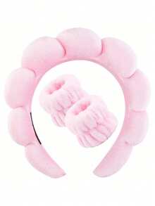 Zestaw 3 opasek do spa, w tym opaska do makijażu, opaska do oczyszczania, opaska do pielęgnacji skóry, opaska z różowym aksamitnym łabędziem, gumka do włosów, opaska z bąbelkami, opaska do spa, rękawiczki, zestaw akcesoriów do włosów dla kobiet i dziewcząt, artykuły łazienkowe, zestaw do oczyszczania łazienki - Wielokolorowe - Zobacz 10