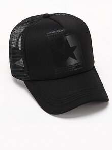 Mũ lưỡi trai in hình ngôi sao thoáng khí mới, mũ trucker có thể điều chỉnh, mũ thời trang unisex bằng polyester in chữ, chống gió và tia UV, thích hợp cho mùa xuân và mùa hè. - mũ - Xem 7