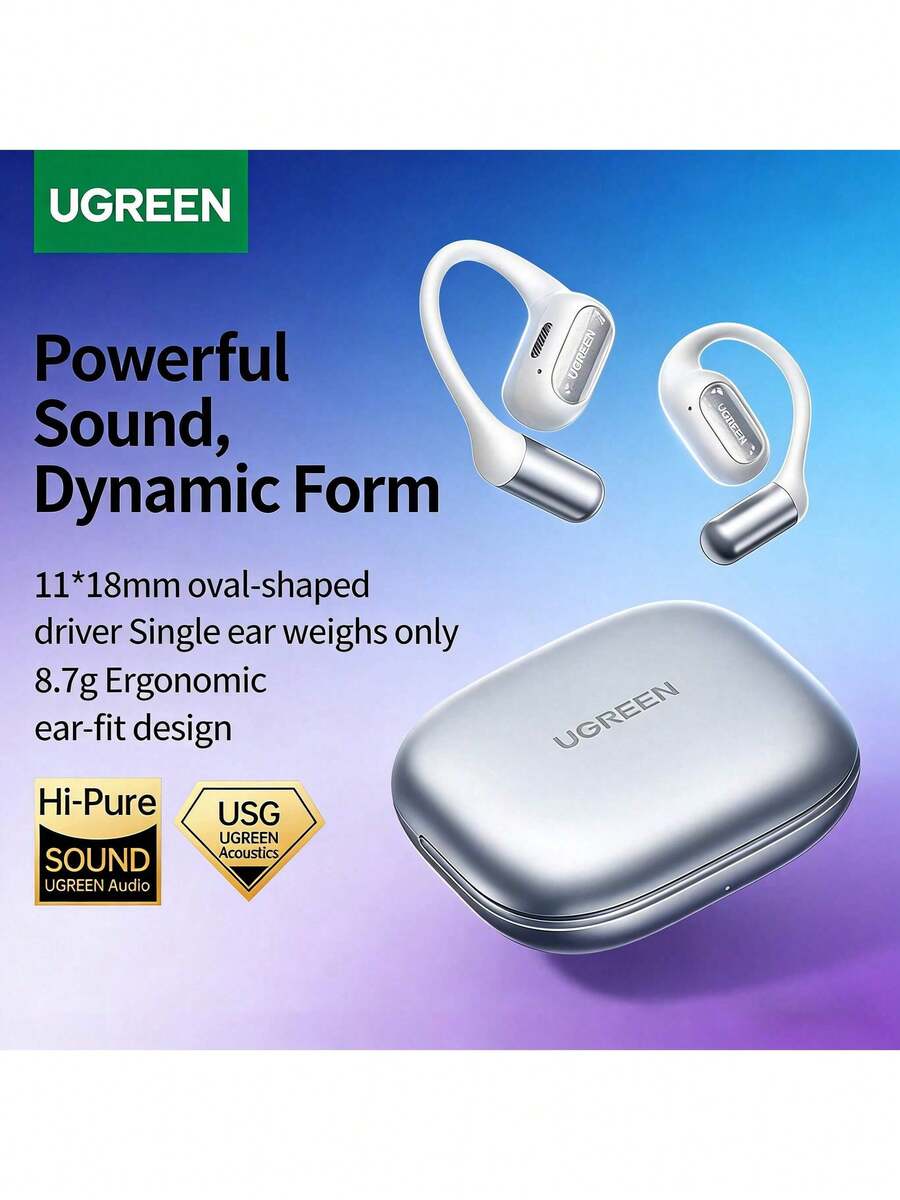 UGREEN WS213 Earhook Bluetooth Headphones S7 White, Bluetooth 6.0, Stable Connection, 3D Surround Sound, Directional Sound Transmission With No Sound Leakage Prevention, AAC/SBC Audio Decoding, Clear And Distinct Sound Quality - White - View 1