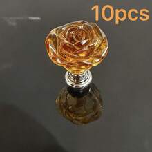 10pcs Crystal Knobs, 30mm Rose Flower Style Glass Pull Handles For Cabinets And Drawers, Suitable For Vanity, Dresser And Kitchen - Multicolor - View 17