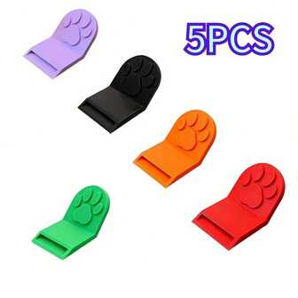 Juego de 5 abrelatas nuevos, abre latas y latas de bebidas, protege las uñas, adecuado para señoras con manicura, diseño antideslizante, disponible en varios colores, mango ergonómico antideslizante, adecuado para latas de comida para gatos/perros, herramienta de cocina de plástico duradero, fácil de limpiar