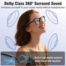 AI Translation Smart Glasses With Chat GPT For Men And Women, Bluetooth Sunglasses With Translator 164 Languages , Music Playback & Hands-Free Calls, UV & Blue Light Protection Christmas Gifts Will Not Change Color - 黑色 - 查看 6