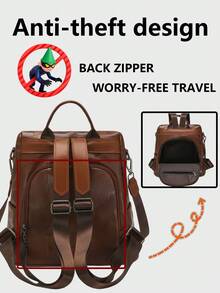 Mochila de cuero PU con parches antirrobo para mujeres, bolso de moda multifuncional para uso diario, bolso de viaje ligero con múltiples bolsillos y gran capacidad, mochila minimalista conveniente para estudiantes, enfermeras, maestros, profesionales de negocios, viajes, ir y venir, compras, oficina, citas, senderismo, entrenamiento, trabajo, regalo de cumpleaños, regalo de vacaciones