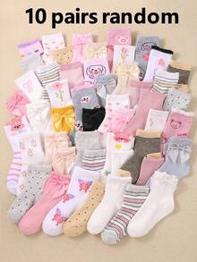 20 đôi tất trẻ em cao đến bắp chân, cổ tròn, có nơ, hình trái tim, chấm bi, sọc, hoa, gấu bông, thích hợp cho bé gái mặc hàng ngày, thoáng khí, mềm mại và thoải mái, phù hợp cho trẻ em từ 1-16 tuổi, những đôi tất trẻ em đáng yêu. - Nhiều màu - Xem 21
