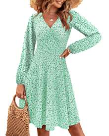 Boho Dividido Envolver Hogar - Flores verdes - Ver 3