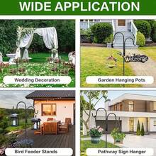 Set Of 2 Heavy Duty Outdoor Shepherd Hooks With 5 Nail Bases - Double Arm/Single Wall Optional, Sturdy Garden Rods For Christmas Furniture Decoration, Garden/Flower Stand/Flower Decoration, Hanging Bird Feeders, Plant Baskets, Solar Lights, Outdoor Halloween Decorations - SBMYG - 查看 2