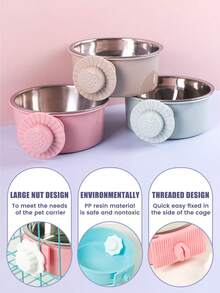 悬挂式狗碗，可拆卸不锈钢狗粮水碗，二合一可调节宠物笼喂食器碗，宠物用品